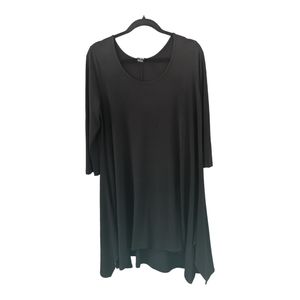 Clara Sun Woo Flowy Black Handkerchief Hem LS dress Size Large EUC